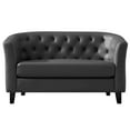 thumbnail image 5 of Husbedom 50 inches Modern Loveseat Sofa, Button Tufted Faux Leather Barrel Loveseat, Mid-century 2 Seater Sofa Couch, Small Loveseat for Small Spaces, Living Room and Bedroom, Dark Gray, 5 of 7