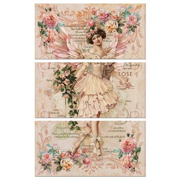 Rub on Transfer Decals for Furniture Crafts 6"x12" 3Pcs Vintage Fairy Waterproof UV Transfer Decals Sticker for Dresser Glass Porcelain Wood DIY