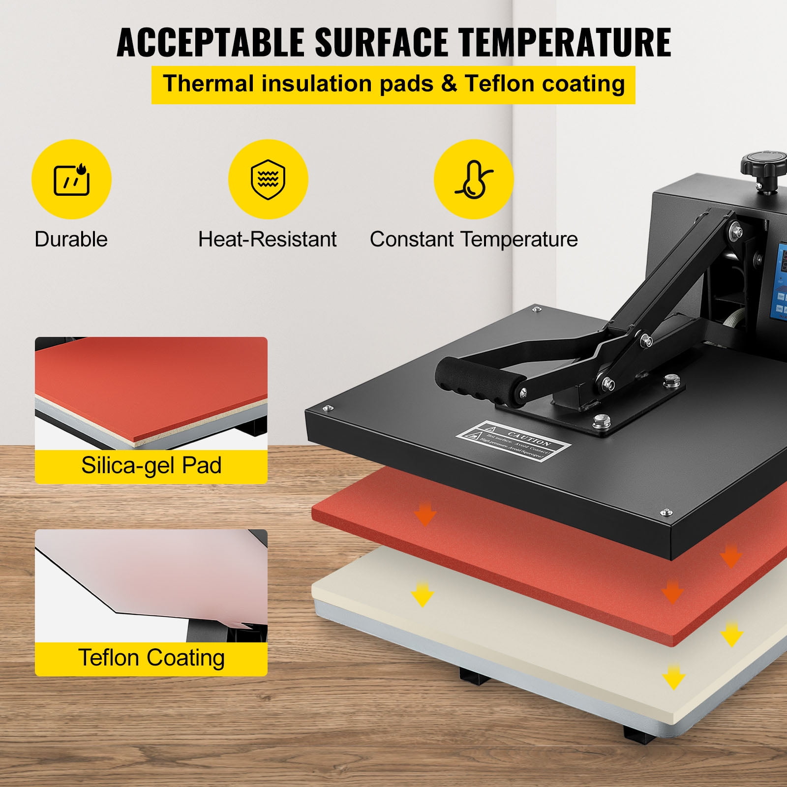 BENTISM Heat Press Machine, 16" x 24" Clamshell Sublimation Transfer Printer Teflon Coated, 1700W Digital Precise Heat Control, Silica-gel Sponge Powerpress for T-shirt Bag Pad Pillow