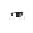 thumbnail image 2 of Living District Kacey 2-Light Iron & Glass Bath Sconce in Black/Clear, 2 of 6