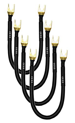 Spade Tips Plugs 6 Feet 4 Pack CESS-028-6f Fork Spade To Spade Speaker Cables 