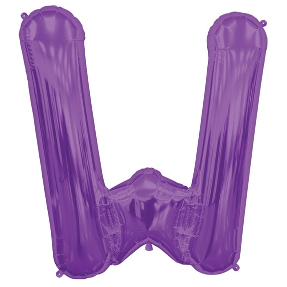 Northstar Alphabet Letter W Shape Solid Jumbo Helium 34" Foil Balloon, Purple