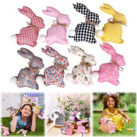 Easter Bunny Decorations Set 8pcs Fabric Plush Rabbit Ornaments with Soft Colors Cute Holiday Table Basket and Seasonal Display Accents for Spring Home Decor Soft Holiday Toy For
