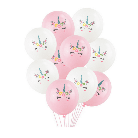Unicorn Latex Balloons Set for Birthday Party Decorations – Pink and White Unicorn Balloons