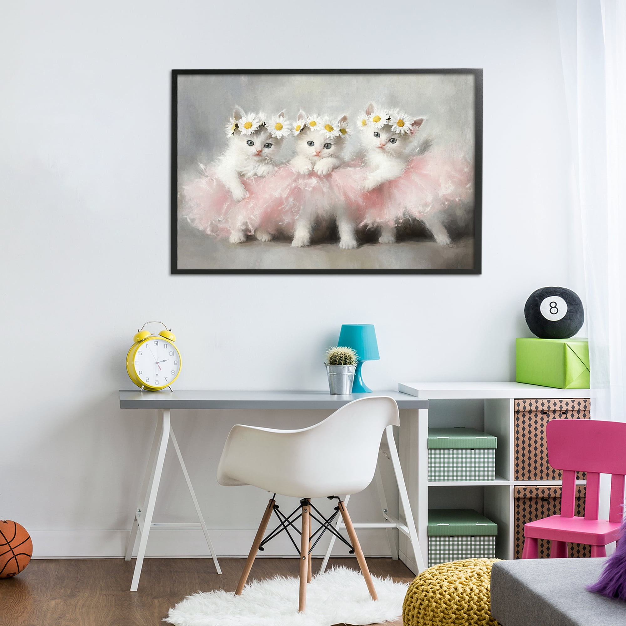 Stupell Industries Dancing Kittens in Tutus Black Framed Giclee Art, design by Tina LeCour