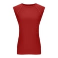 thumbnail image 6 of Bibifish Womens Tees Crew Neck Sleeveless Raglan Sleeve Seam Fitted Solid T-Shirts Layering Casual Street Style Everyday Tops, 6 of 6
