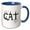Blue/White, variant on 3drose, Funny Black Cats Sit on Letters. Black Cat Magic Decorative Text, 11oz Two-tone Yellow Mug