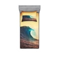 thumbnail image 2 of Ocean Bedding Set with Sheet & Covers, Ocean Breaking Wave at Sunset in Warm Colors Sea Seasonal Picture Art, Printed Bedroom Decor 2 Shams, 4 Sizes, Turquoise Yellow Brown, by Ambesonne, 2 of 3