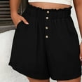 thumbnail image 2 of BLVB Womens Shorts Comfy Summer Elastic High Waist Casual Beach Lounge Shorts for Women Trendy with Pockets, 2 of 7