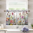 thumbnail image 6 of Coolnut 24 Inch Length Kitchen Curtains Wildflowers 2 Panels Half Window Sheer Curtains Rod Pocket Farmhouse Short Drapes for Bathroom Cafe Basement Home Decor, 6 of 7