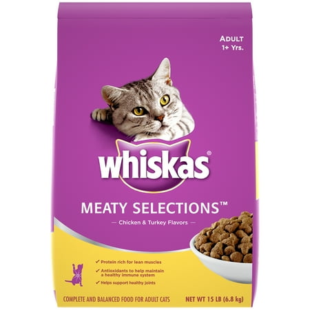 Whiskas MEATY SELECTIONS Adult poulet et Saveurs Turquie Croquettes pour chat 15 livres