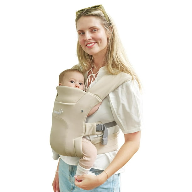 GROWNSY Portabebés para recién nacidos, portabebés para recién nacidos y niños pequeños, portabebés ergonómico con soporte para la cabeza, color crema