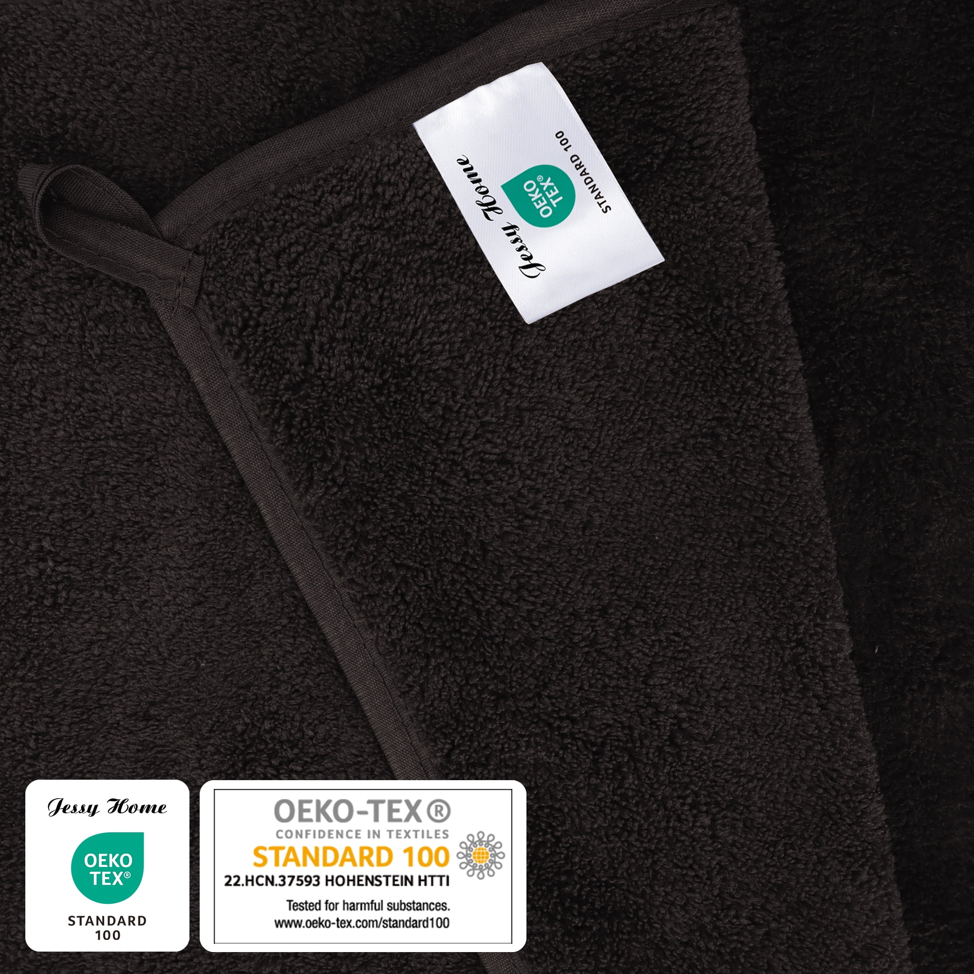 Jessy Home 8 Piece Home Collection Ultra Soft Cozy Black Brown Towels 700 GSM Plush Towel Set