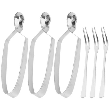 

BESTONZON 3 Sets Stainless Steel Food Shellfish Tongs Eating Snail Clip Fork Set Home Tableware