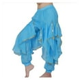 thumbnail image 2 of Belly Dance Costume Chiffon Harem Pants Halloween Lantern Pants With Gold Trim Women Dancing Performance Pants, 2 of 5