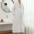 thumbnail image 2 of Homgro Men's Plush Bathrobe Soft Button Up Long Housecoat Fuzzy Fleece Fluffy Winter Full Length Loungewear Warm Shawl Collar Loose Long Sleeve Duster Robe with Pocket Grey Medium, 2 of 4