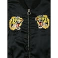 thumbnail image 3 of Ma Croix Mens Heavyweight Japanese Mythology Embroidered Patch Bomber Flight Military Zip-Up Jacket, 3 of 6