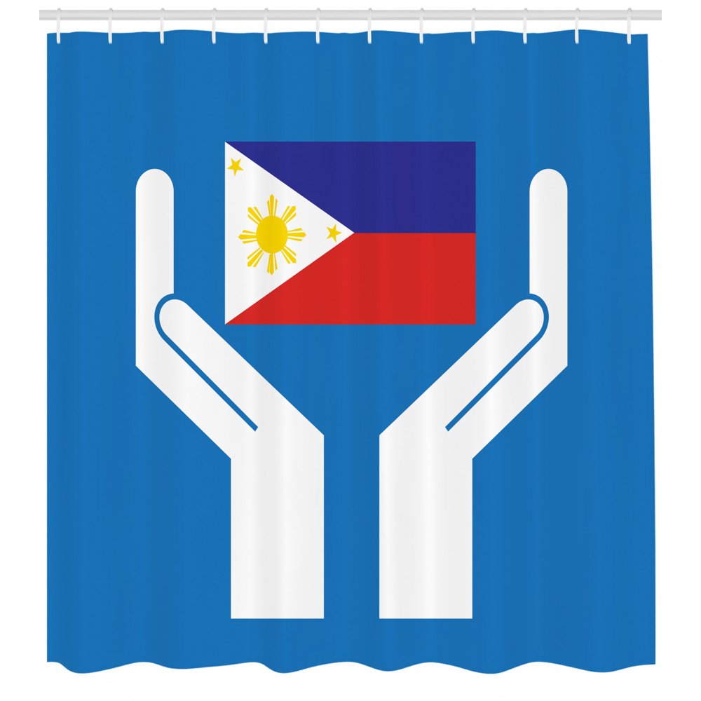 Filipino Shower Curtain, Two Hands Holding Showing Philippines National