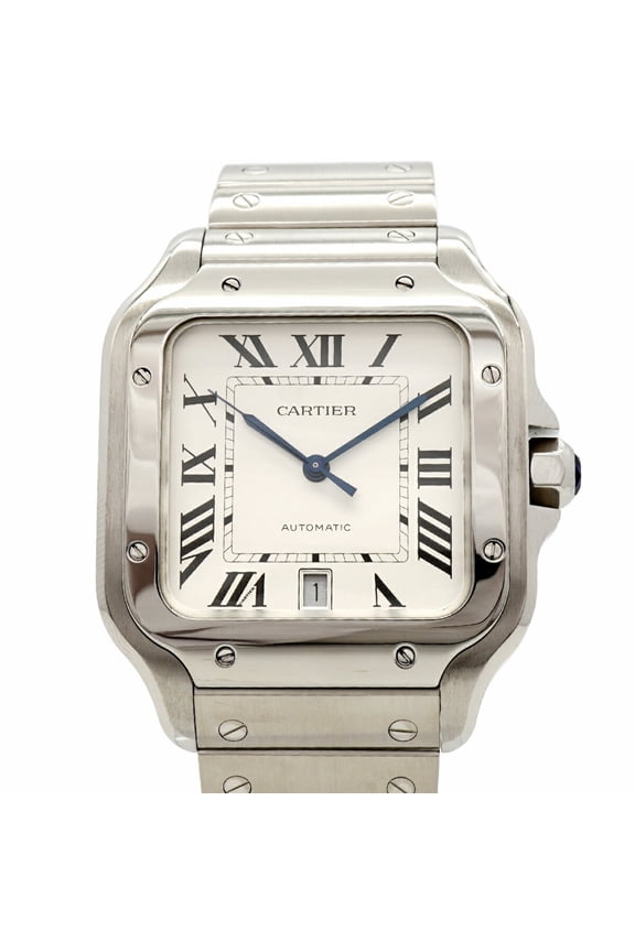 Pre-Owned Cartier Santos LM WSSA0018 Silver Dial Men's Watch