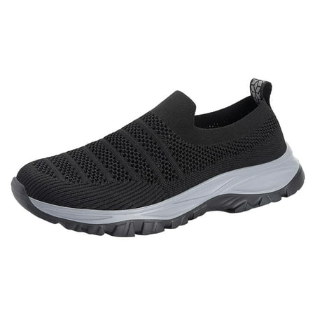 Huesdet Running Shoes for Men FashiOn Men Mesh Casual Hollow Out Sport Shoes Slip On Solid Men Sneakers(Black 8.5)