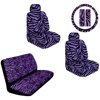 Purple Zebra Animal Print Safari Stripes Car Truck SUV Universal-Fit Bucket Seat Covers Bench Seat Cover Steering Wheel Cover & Shoudler Belt Pads Auto Accessories Interior Combo Kit Gift Set - 11PC