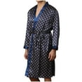 thumbnail image 7 of Men's Satin Bathrobe Nightgown Casual Kimono Robe Loungewear Sleepwear Silk Robe Long Sleeves Kimono with Pocket, 7 of 7