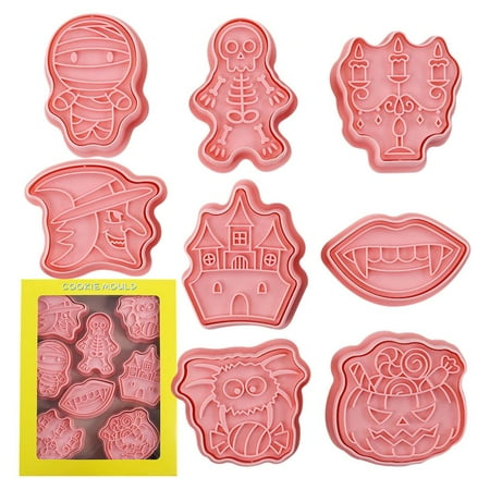 

Laideyi Halloween Cookie Cutters Pumpkin Halloween Baking Molds Skull Candlestick Pumpkin Mummy Witch Castle Scary Mouth Spider Halloween Cookie Stamp for Party Supply thrifty