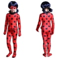 thumbnail image 2 of Kids Girl Ladybug Cosplay Costume Set Halloween Party Jumpsuit Fancy Dress Costume With Blindfold, Wig, Bag zhangyuxiang LED, 2 of 2