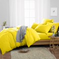 thumbnail image 2 of SGI Bedding 3 Piece Cotton Duvet Cover Yellow Solid 600 Thread Count Oversized King, 2 of 7
