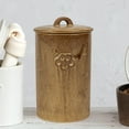 Creative CoOp Round Debossed Stoneware Treat Canister with Paw Print