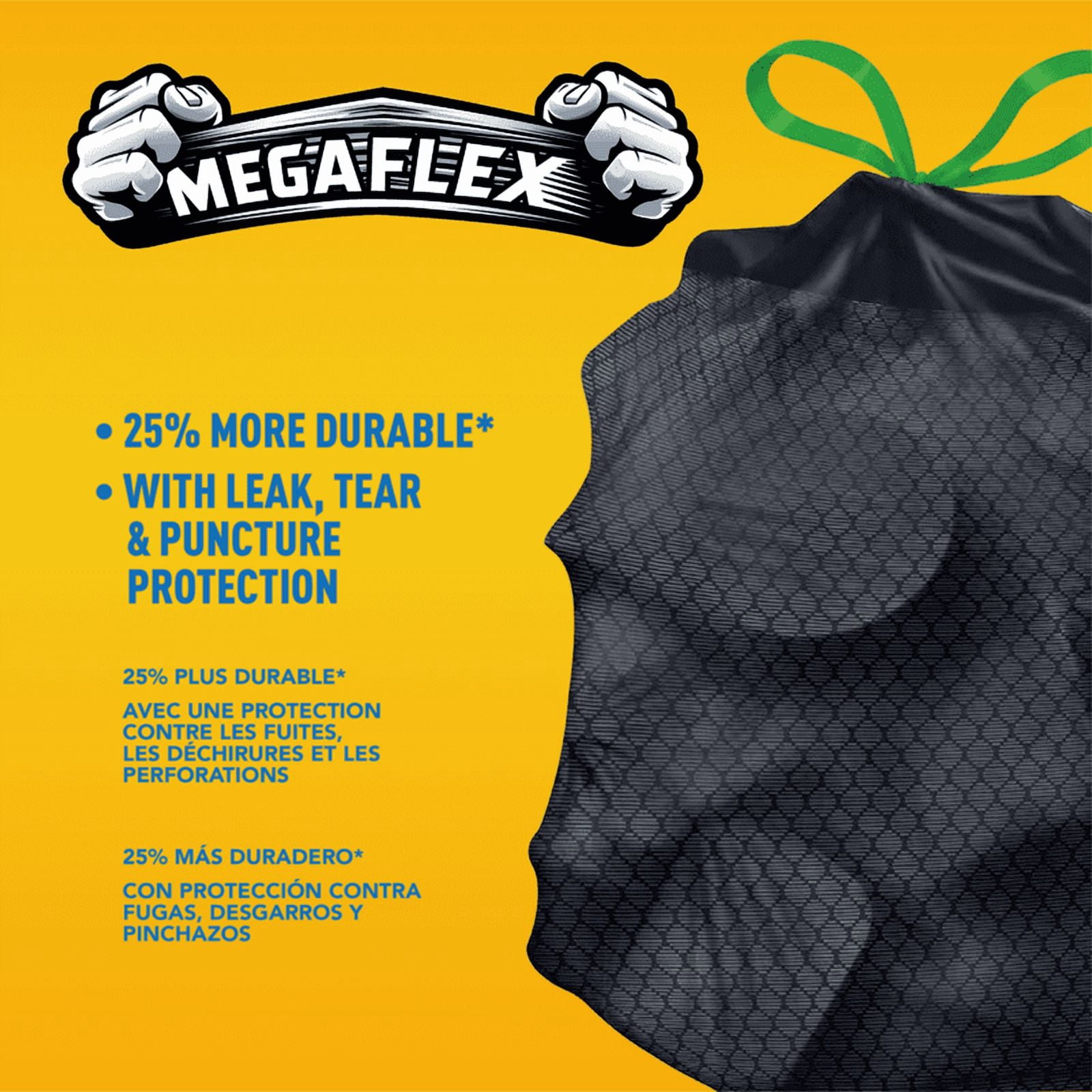 Xtratuff MegaFlex 30 Gallon Kitchen Drawstring Trash Bags – 90 Count, Black, Unscented, Heavy Duty with Leak & Tear Protection