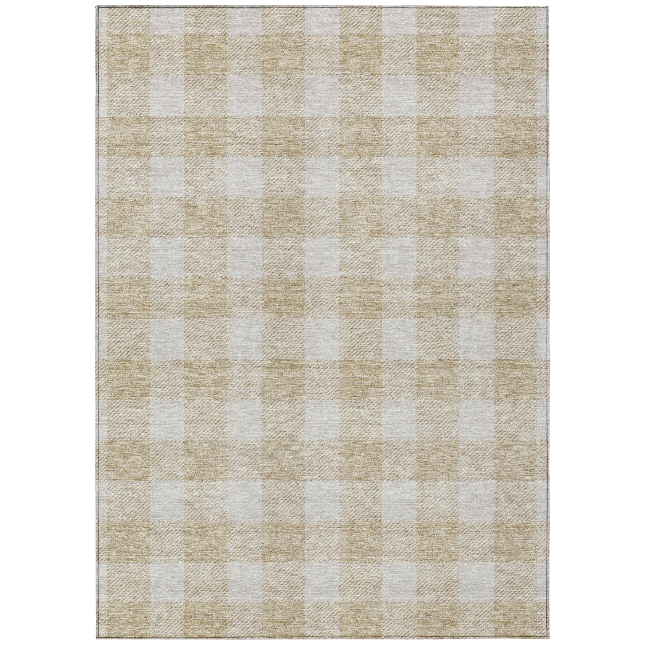 Addison Rugs Chantille Indoor/Outdoor Transitional Plaid Beige Washable Rectangle Rug, 5' x 7'6"