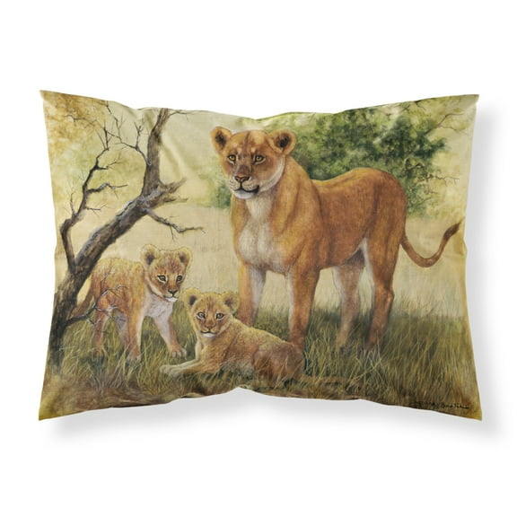 Lion and Cubs by Daphne Baxter Fabric Standard Pillowcase