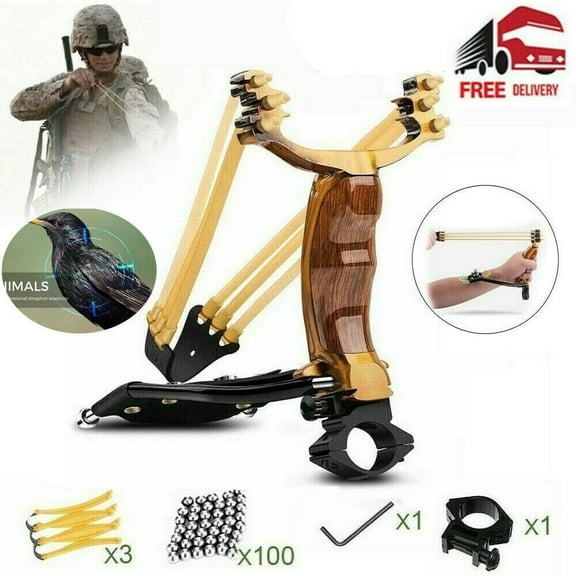 Welan Professional Slingshot Kit for Adults, Outdoor High Velocity Catapult Fish Hunting Slingshot with 100 Ammo Balls and 3 Rubber Bands