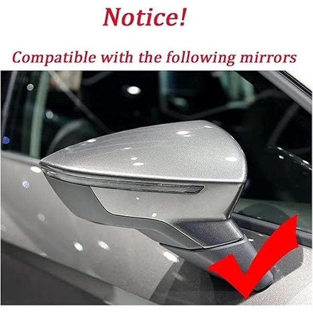 Carbon Fiber Black Car Rear View Door Wing Side Mirror Cover Caps Shell Case Compatible For Seat Leon Lion 5F III . 6F V KJ1 Arona KJ7(Carbon pattern)