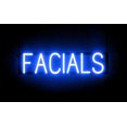 thumbnail image 1 of SpellBrite FACIALS LED Sign for Business. 25.3" x 6.3" Blue FACIALS Sign Has Neon Sign Look With Energy Efficient LED Light Source. Visible from 500+ Feet, 8 Animation Settings., 1 of 4