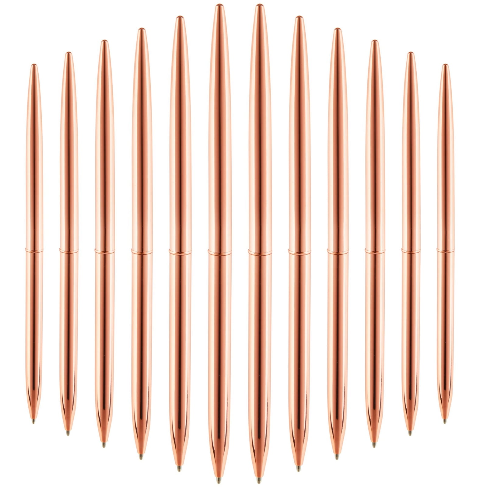12 Pack Ballpoint Rose Gold Pens for Women and Men, Business Students, Teachers, Bulk Set for