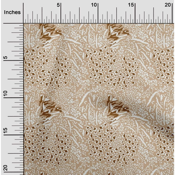 oneOone Cotton Flex Light Beige Fabric Leopard Animal Skin Quilting Supplies Print Sewing Fabric By The Yard 40 Inch Wide
