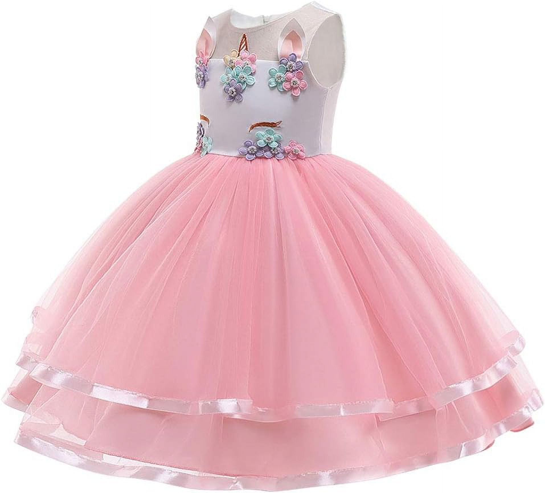 strapless open back dress Mia Belle Girls Unicorn Princess Tulle Halloween Dress main image 1