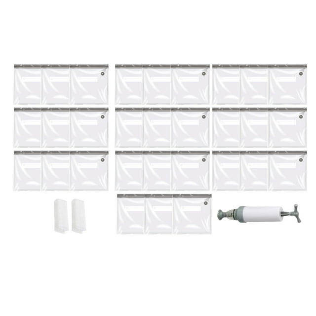 13pcs Vacuum Compression Bags Fresh-keeping Bag Sealing Food Storage Pouches Packaging Bag(10pcs 21x22cm Bags + 2pcs Clips + 1pc Hand Pump)