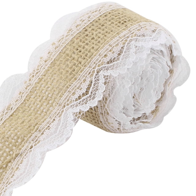 Cinta de papel de regalo Unique Bargains Rollo de Encaje para Bodas Color Blanca 2 Yardas 4cm ancho