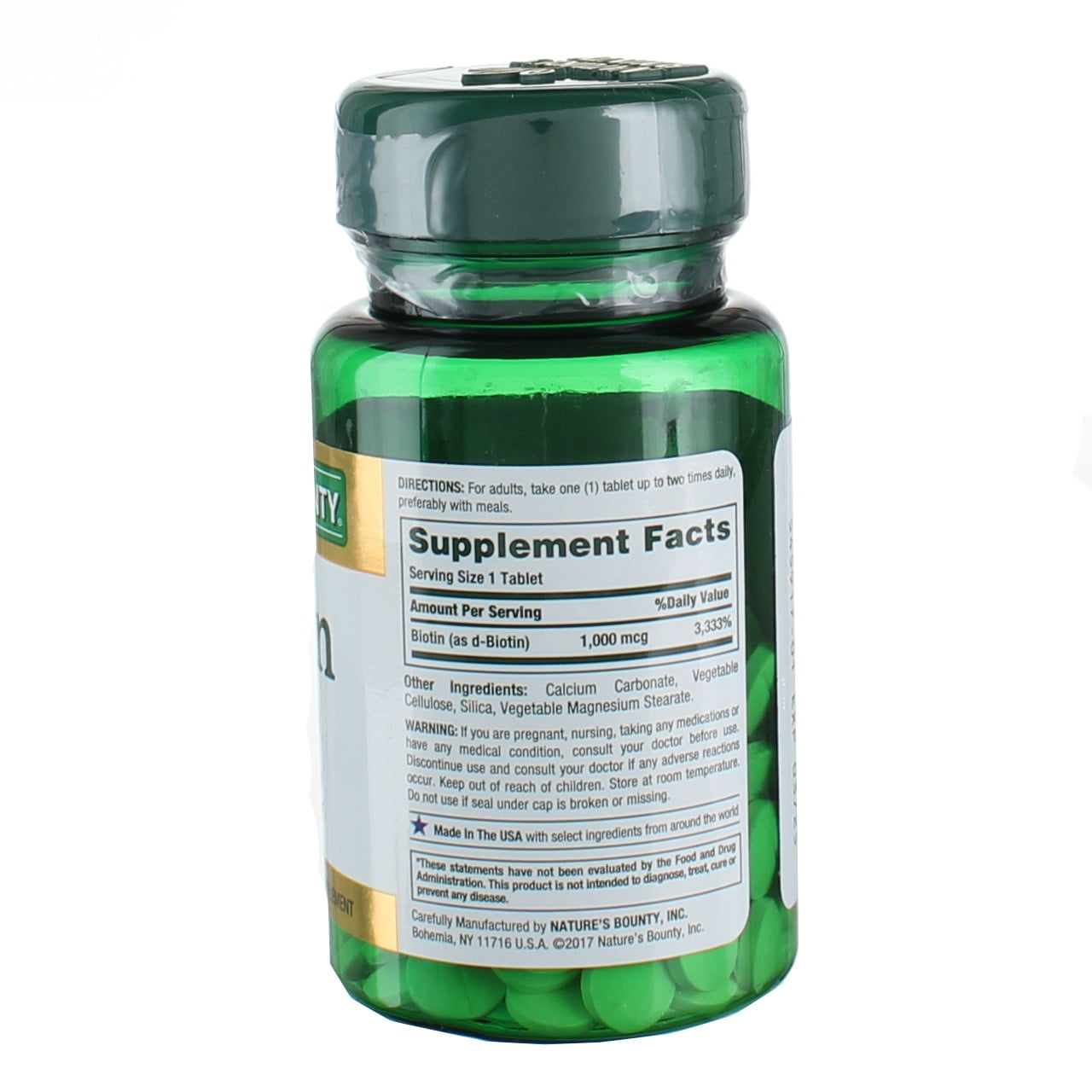 Nature's Bounty Biotin 1000 mcg Vitamin Supplement Tablets 100 Each - (Pack of 2)