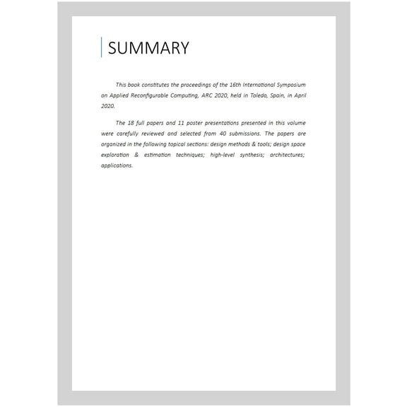 Pre-Owned Applied Reconfigurable Computing. Architectures, Tools, and Applications: 16th International Symposium, ARC 2020, Toledo, Spain, April 1-3, 2020, Proceedings (Paperback)