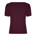 thumbnail image 4 of Njoeus Womens Short Sleeve Wide Neck T Shirts Slim-Fitted Basic Tee Tops Blouse, 4 of 4