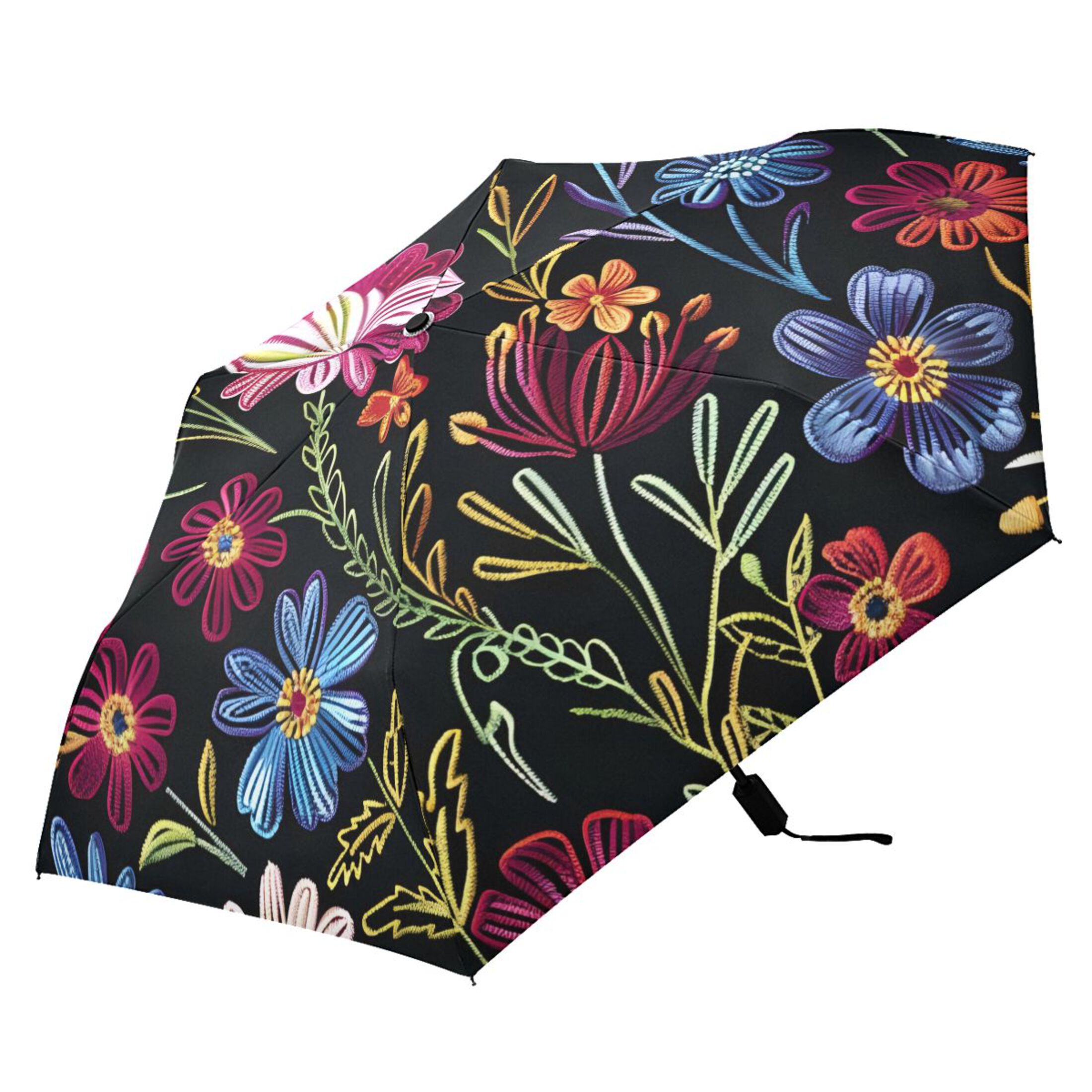 ALAZA Retro Flowers Vintage UPF 50+ Compact Folding Umbrella for Rain Travel Umbrella Packable