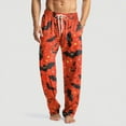 thumbnail image 2 of MLQIDK Big and Tall Halloween Pajamas Men Halloween Pumpkin Bat Ghost Print Pajama Pants Elastic Waist Loose fit Halloween Pjs Funny Drawstring Pumpkin Pajamas Fall Pjs, 2 of 8