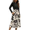 thumbnail image 4 of UVN Fall Dresses for Women Long Sleeve Crewneck Ribbed Casual Dress Ladies Floral Print Midi Dresses with Pockets, 4 of 9