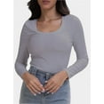 thumbnail image 5 of Womens Long Sleeve Scoop Neck Shirts Knit Tops Slim Fitted Tees Basic Casual Fall Outfits, 5 of 6