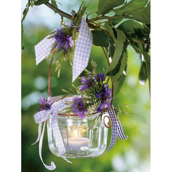 LED Lighted Tea Candle with Purple Flowers Canvas Wall Art 15.75" x 11.75"