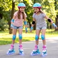 thumbnail image 2 of Babyjoy Kids Inline Skates for Boys Girls, 4-Size Adjustable Illuminating Roller Skates Pink & Blue, 2 of 10